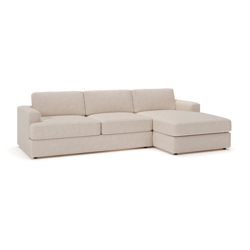 Cayden 2-Piece Upholstered Sectional, Lena Sand Performance Linen Blend, Right Hand Facing