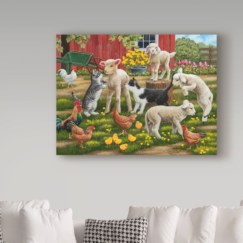 «Lambs on the Loose» de Draiven, impression sur toile tendue, H 14 po x l 19 po x P 2 po
