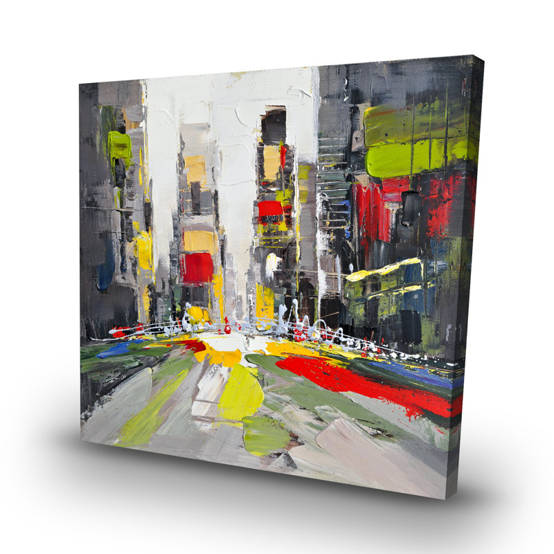 Abstract texturized cityscape - 32"x32" art on canvas