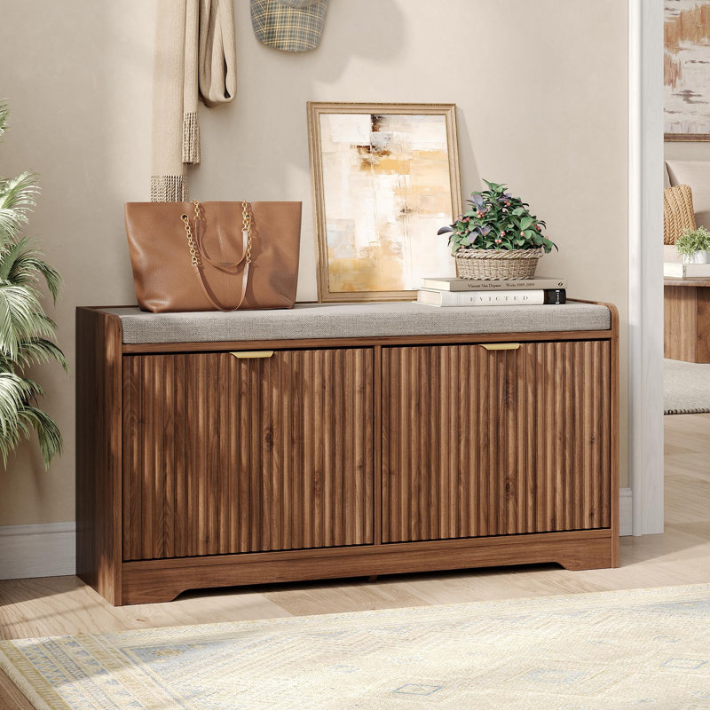 Banc cannelé avec rangement 39,4 po