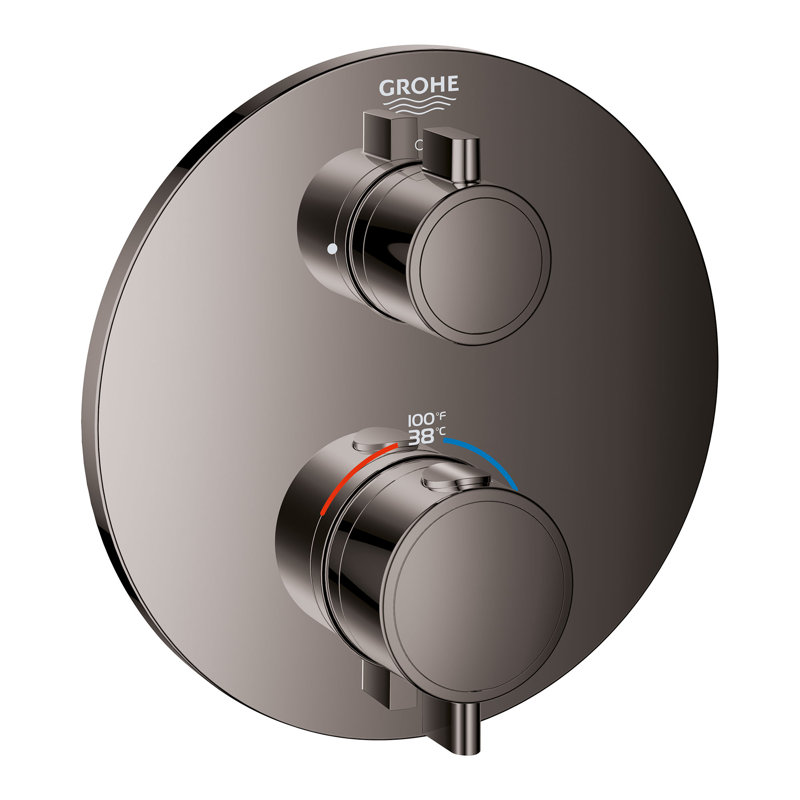 GROHE Grohtherm 2-Handle Shower Thermostatic Valve Trim Kit, Hard Graphite