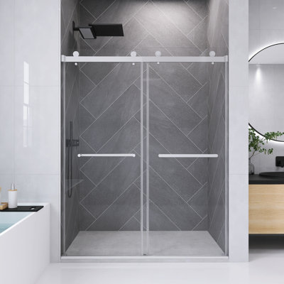 55"-60" W x 76" H Frameless Double Bypass Sliding Shower Door with 5/16"(8MM) Tempered Glass