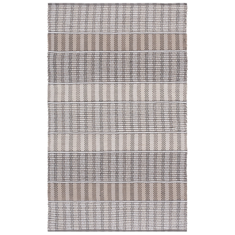 Braided 764 Hand Woven Cotton Pile Geometric Rug, Rectangle 5' x 8'