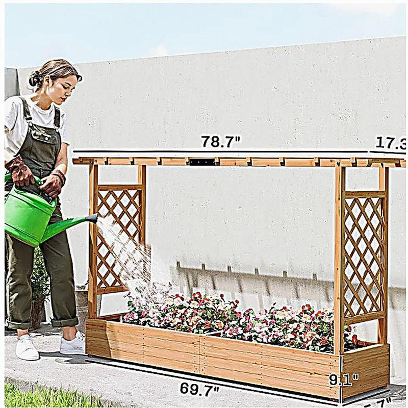 Wooden Planter Box,Trellis Planter,Raised Garden Bed