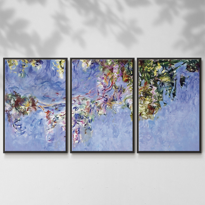 Wisteria, 1919 - Toile encadrée multi-pièces, Cadre noir, H 40 po x l 78 po