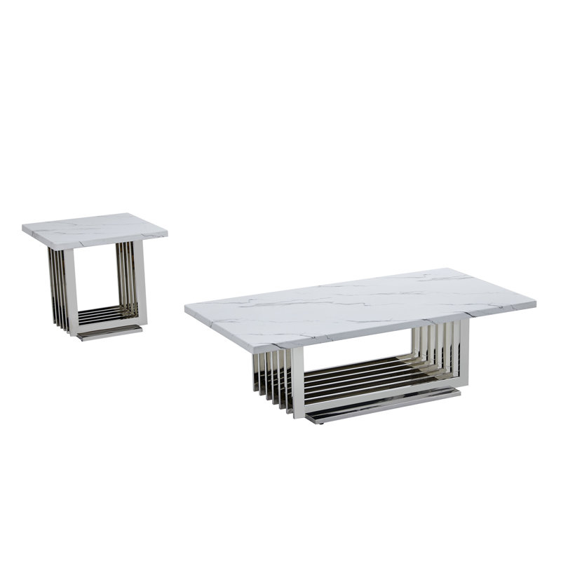 2 pièces Ensemble de tables basses, Argenté