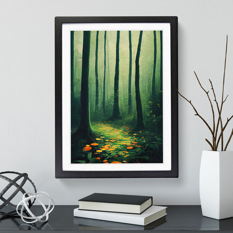 Path In The Forest - Single Picture Frame Print, 34cm H x 25cm W x 2cm D, Black Framed