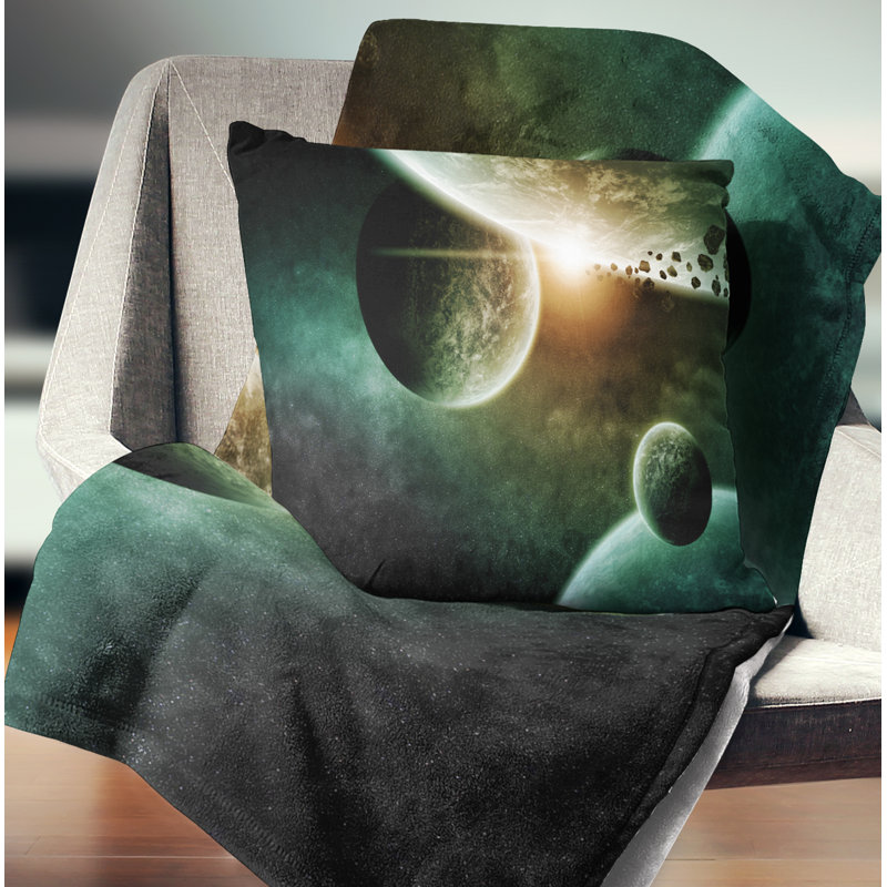 Coussin d’illustration space planet, 16 po x 1 po, Coussin décoratif