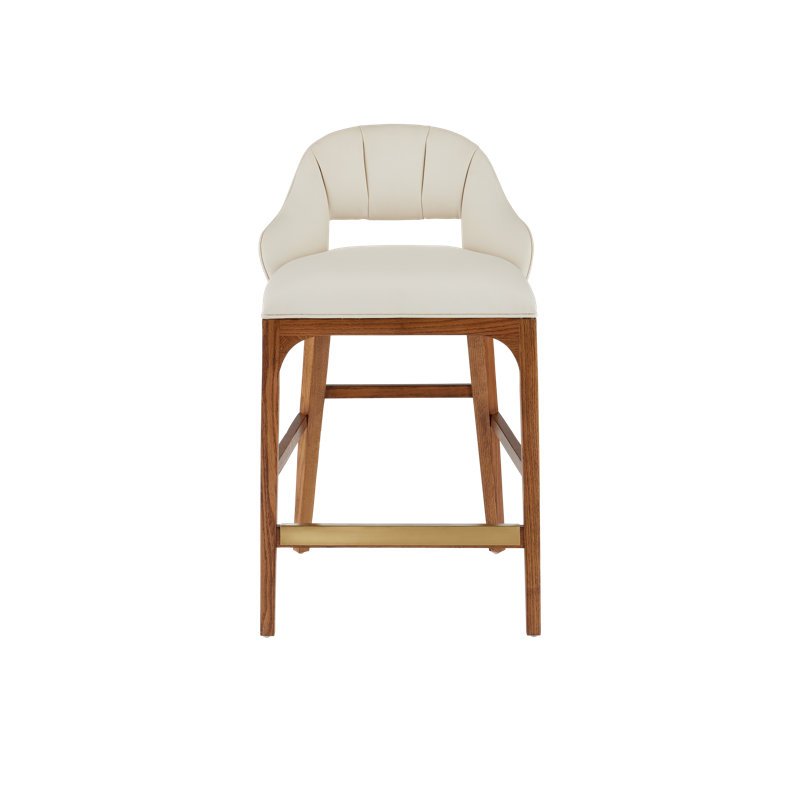 Inga Upholstered Stool with Solid Wood Frame, Counter Stool (26" Seat Height)