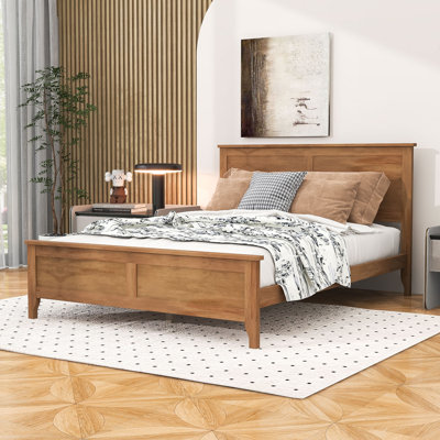 Lit plateforme en bois avec tête de lit et lattes