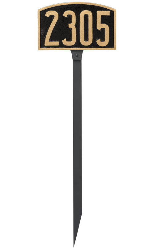 1-Line Lawn Address Sign, Black/Gold