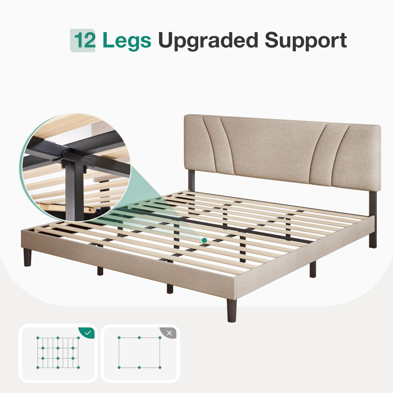 Chasady Upholstered Platform Bed, Beige