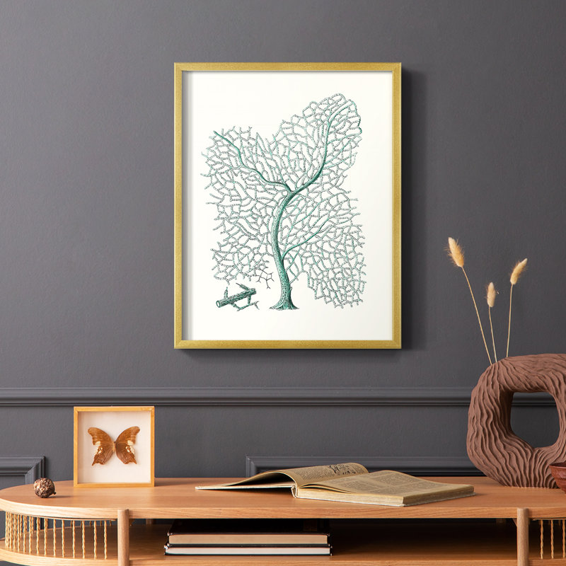 Antique encadré corail II, impression sur bois massif, H 10 po x l 8 po