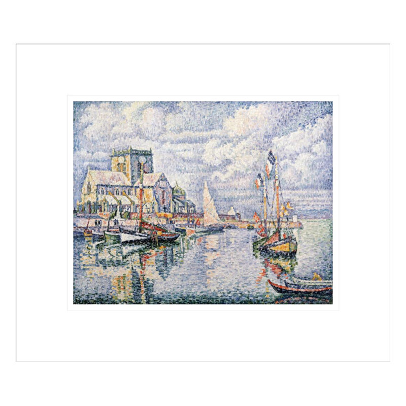 Le Port de Barfleur par Paul Signac - Estampe numérique encadrée, H 13,75 po x l 15,97 po