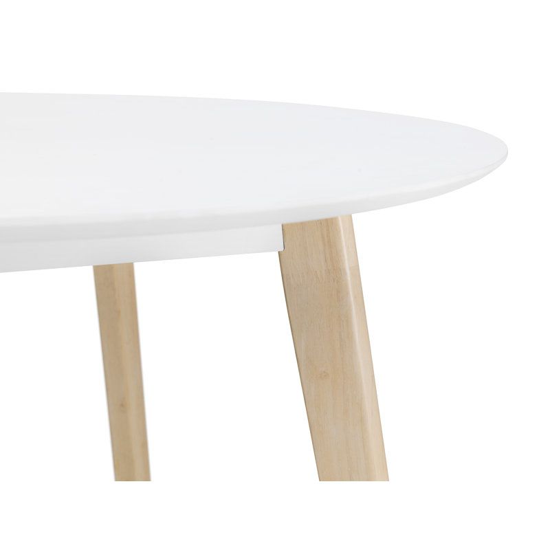 Aramis Round Solid Wood Base Dining Table, White, Limed Oak