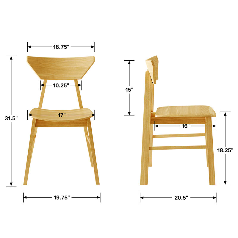 Modern Dining Chairs With Backrest, With Solid Wood Frame, For Dining Room/Living Room, Brown