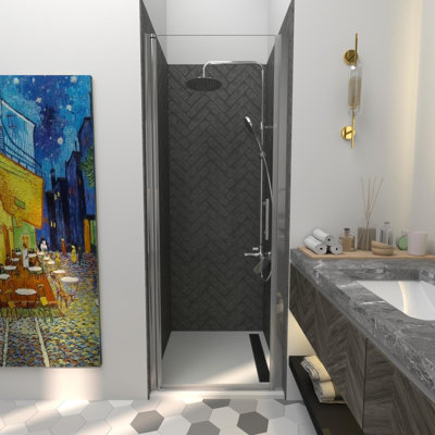 KeepTech 28X72" 28-29.5"W x 72"H Frameless Pivot Shower Door,1/4"(6mm) SGCC Clear Tempered Glass,Panel Pivot Swing Shower Doors,Reversible Installation,ANSI Certified,Rollers Style