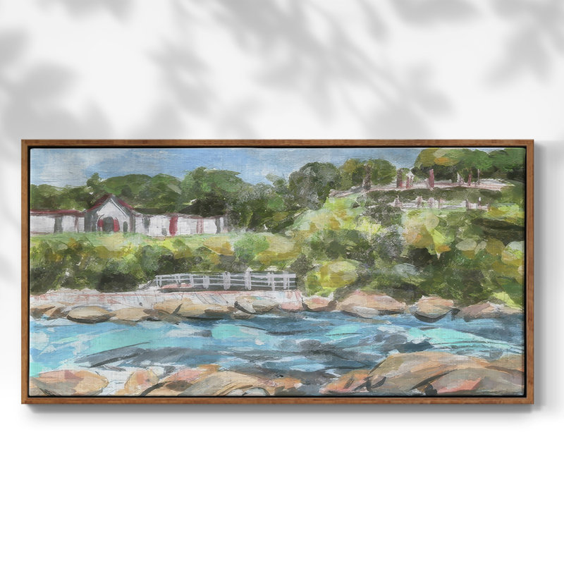 Belle Isle II - Toile tendue avec châssis encadré - Prêt à être accroché, H 17 po x l 33 po, Noyer