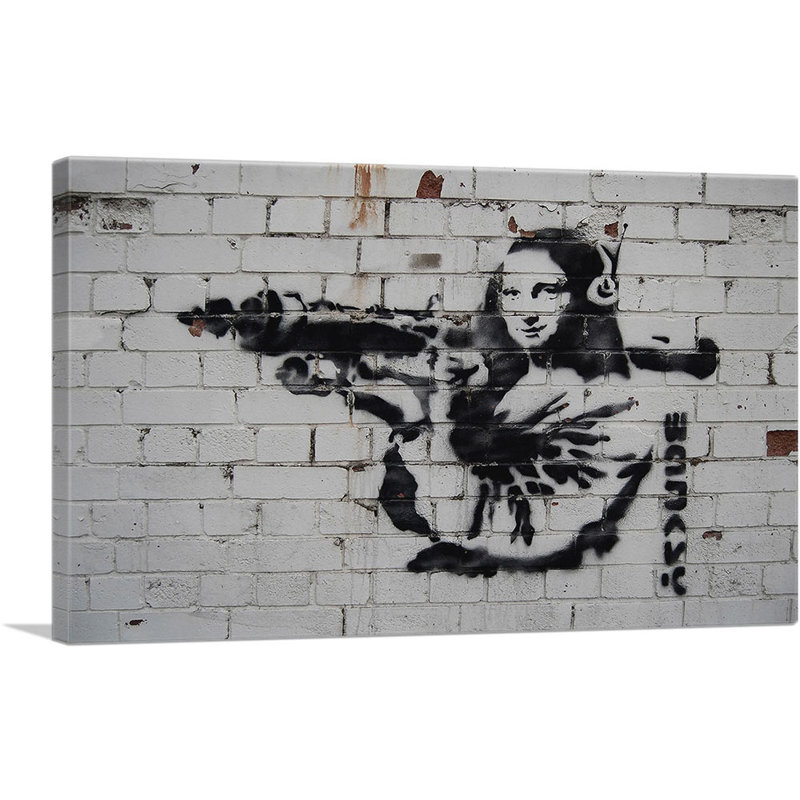 «Mona Lisa with Rocket Launcher» par Banksy, reproduction d'art sur toile tendue, H 12 po x l 18 po x 1,5 po