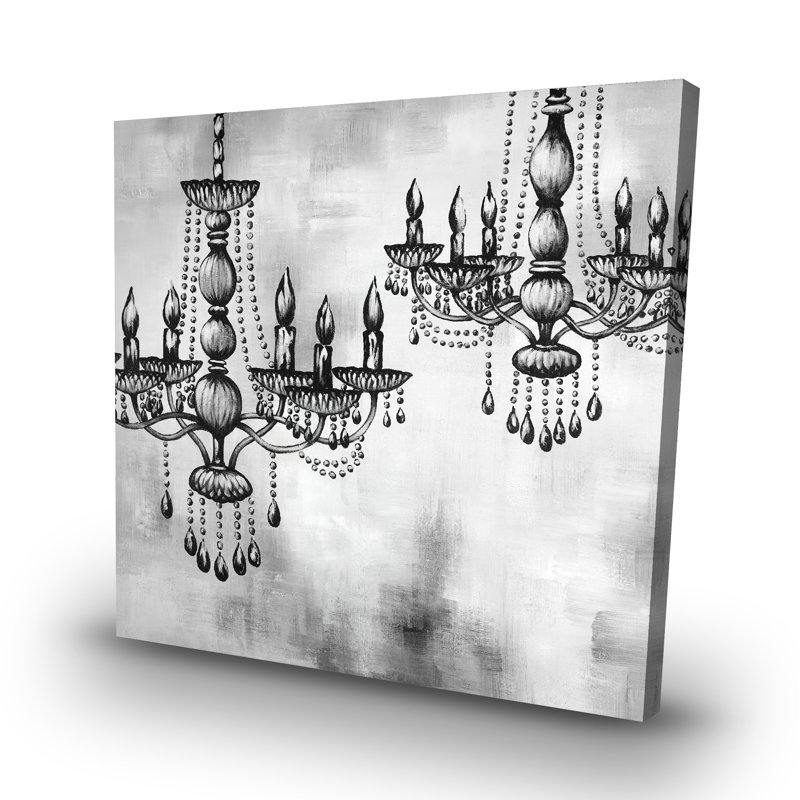 Two crystal chandeliers - 32"x32" art on canvas