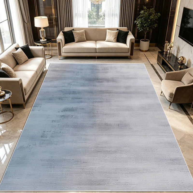1PC Faded Distressed Blue-Grey Neutral Linen Textured area rugs for Living Room, Soft and Comfortable, Suitable for all seasons, easy-to-maintain, machine washable Indoor floor mat, Under Table Farmhouse suitable for dining room, bedroom, entryway,