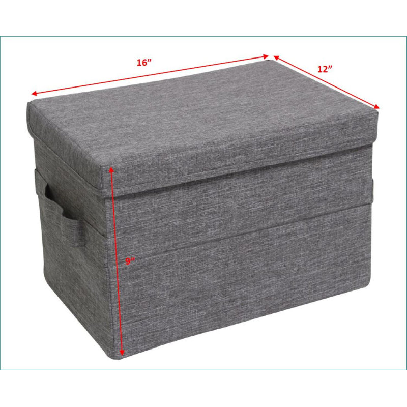 Boîte de rangement en tissu, gris, H 16 po x l 12 po x P 9 po
