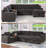 120" Chenille Suqare Arm Sectional Sleeper Sofa U Shaped Sectional Sofa With Pull Out Sleeper Bed With Storage Chaise-1539738128