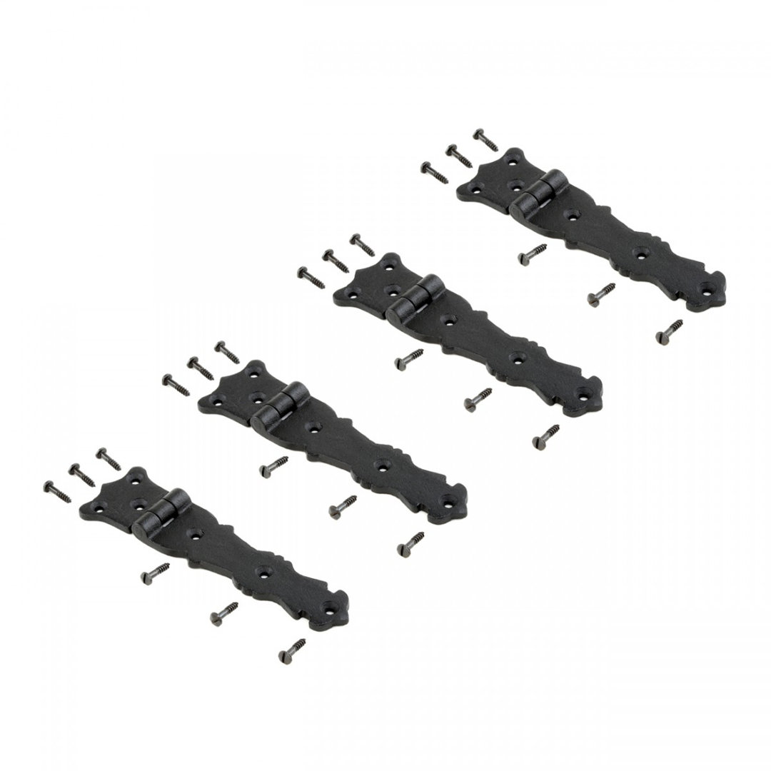 Wrought Iron Fleur de Lis Strap Hinge (Set of 4) The Renovators Supply Inc.