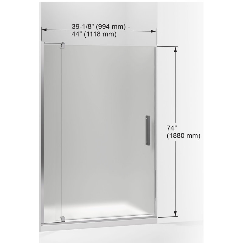 Revelpivot Shower Door, 74-In H X 39-1/8 - 44-In W, With 5/16-In Thick Frosted Glass