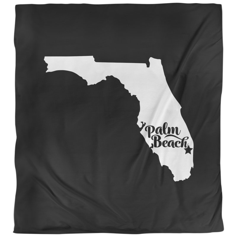 Housse de couette palm beach floride, Noir, Polyester brossé