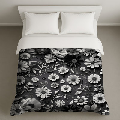 Housse de couette moderne BlackWhiteFloral Bedding