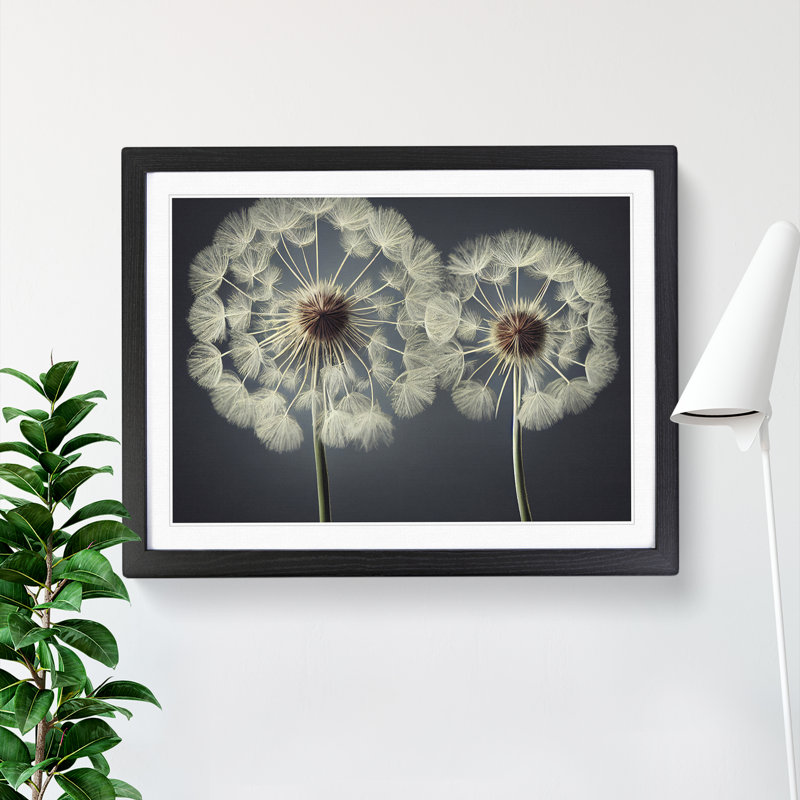 Creative Dandelion Flowers - Framed Print, Black, 25cm H x 34cm W x 2cm D