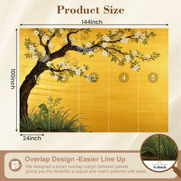 Red Barrel Studio Peel and Stick Wallpaper Blossoming Cherry Blossom ...