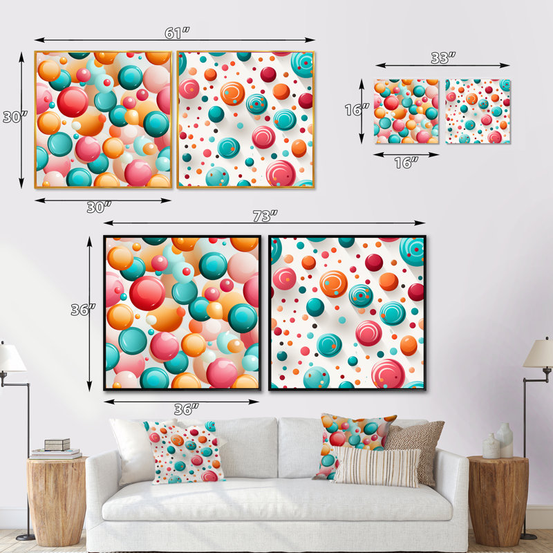 Chrishaunda - Abstract Shapes Square Collage Set Of 2, Black Floater Framed, 16" H x 33" W