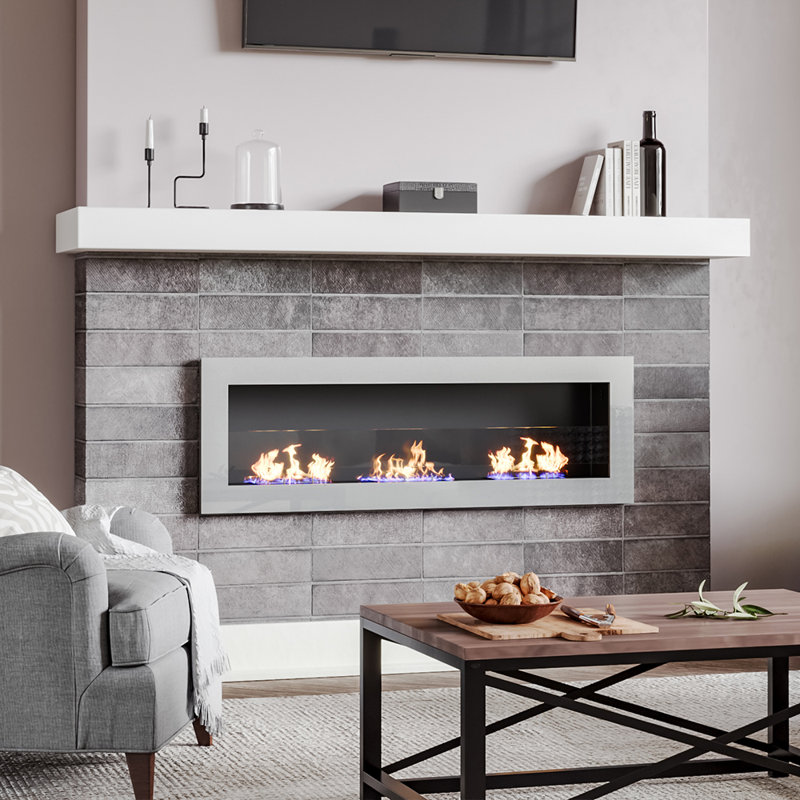 Beland Wayfair Basics™ 120cm W White Bio-Ethanol Fireplace