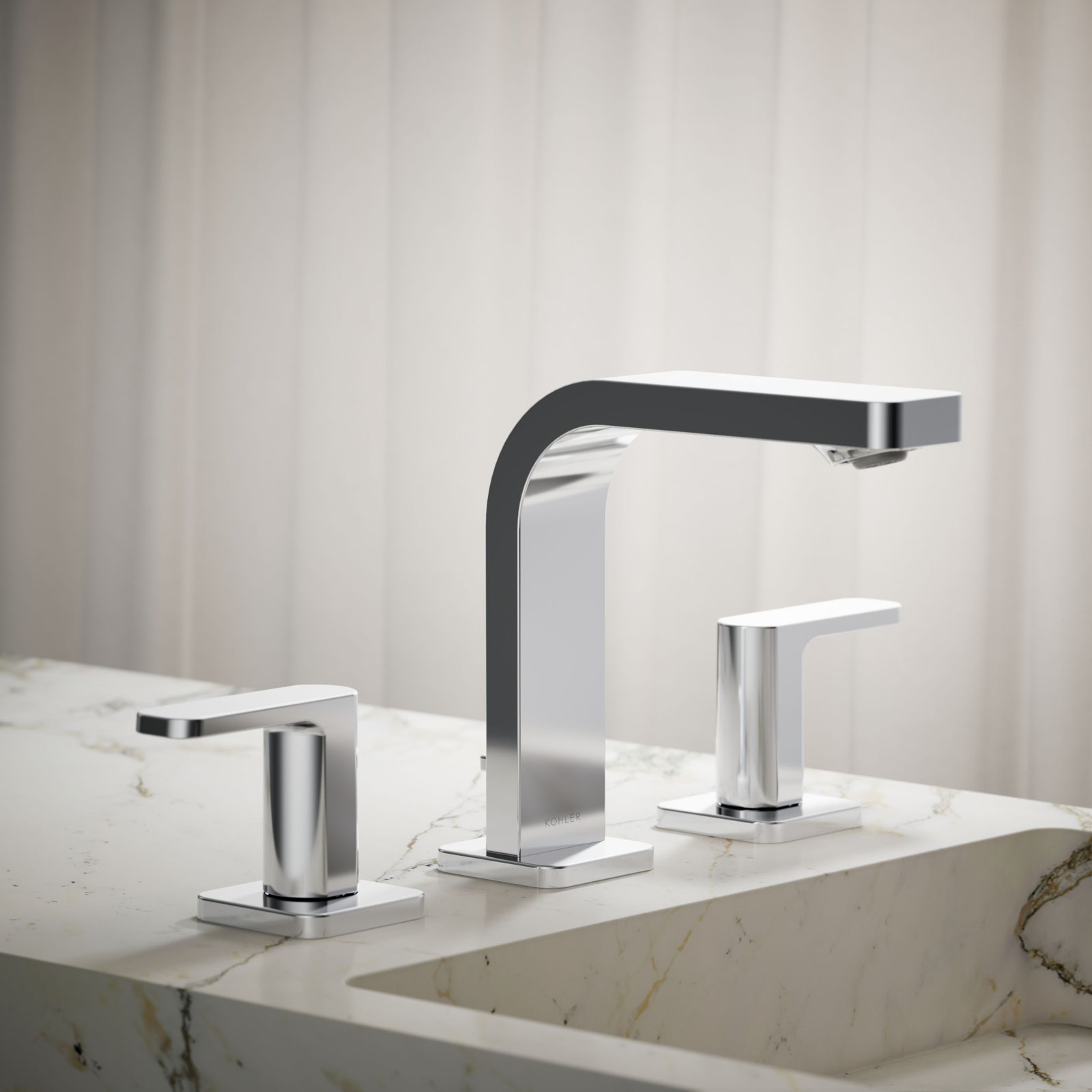 ParallelWidespread Bathroom Faucet, 3-Hole Two Lever Handle Bathroom Sink Faucet, Polished Chrome, 1.2 GPM