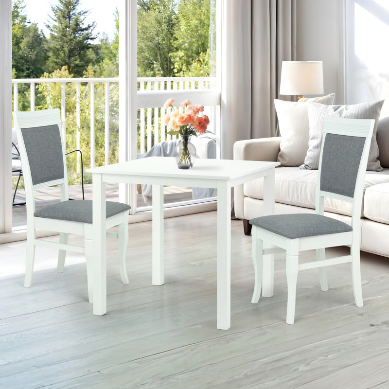 2 - Person Four Leg Dining Set, White/White