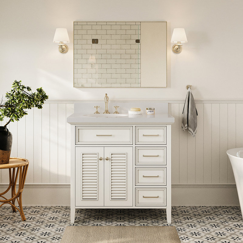 Kensington 37'' W Single Vanity, Oval, White