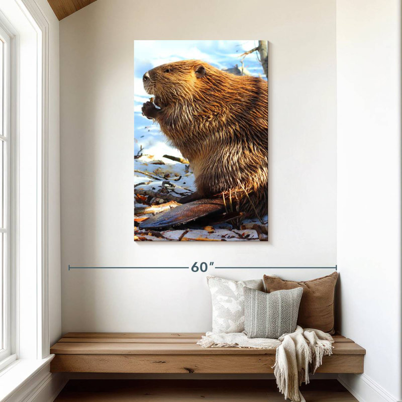 Brampt Beaver In Winter, 45" H x 30" W