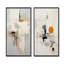 Ensemble de 2 reproductions de toiles abstraites sur fond beige et jaune, scandinaves modernes-102584407-102584402