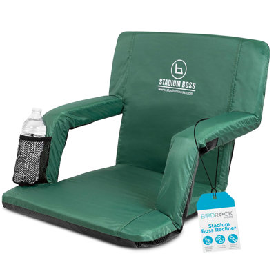 Chaise de stade rembourrée inclinable rembourrée avec coussin de siège - sièges de stade portatifs avec support pour le dos, 6 positions d'inclinaison, accoudoirs et sangles de transport pour le sport, le camping ou la plage, vert