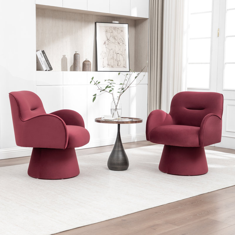 Velvet Revolving Chair, Red