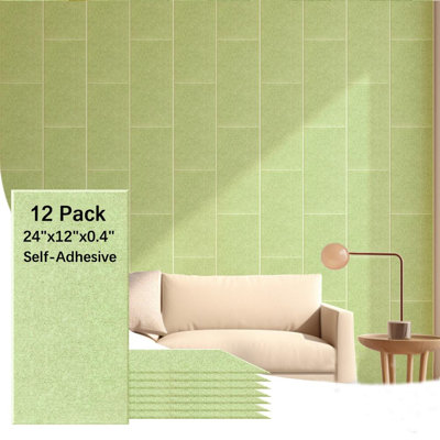 Paquet de 12 panneaux muraux décoratifs 24 po x 12 po x 0,4 po, insonorisants à haute densité pour la décoration murale, panneaux insonorisants pour le bureau personnel et le studio