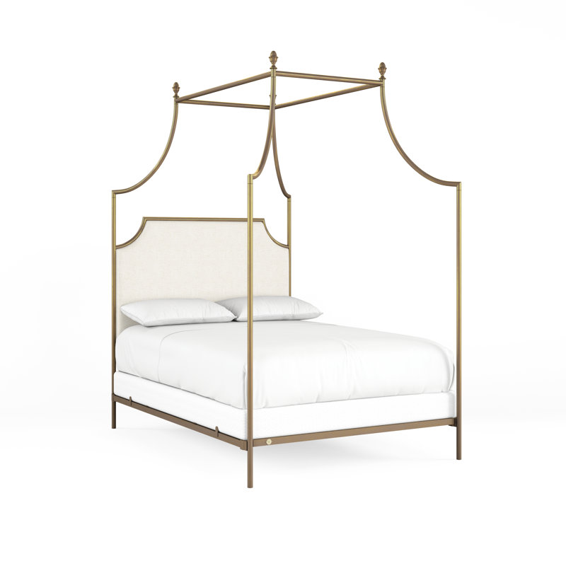 337 Flying Arch Canopy Bed | Complete Canopy, Burnished Gold/White, Queen
