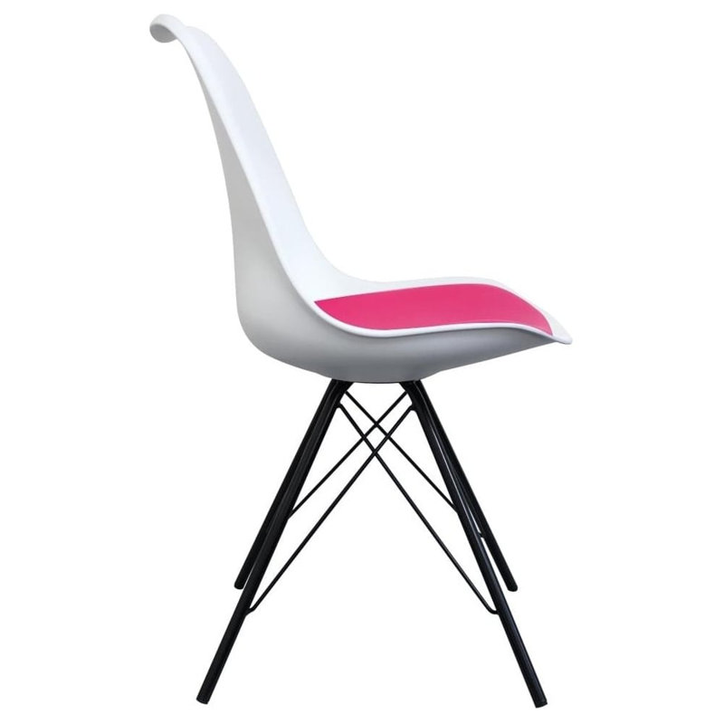 Aneta Plastic Side Chair, Pink/White