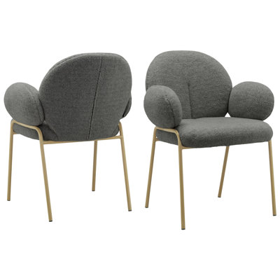 Agawam Dinning Chair 2pack Dark Grey Teddy Fabric
