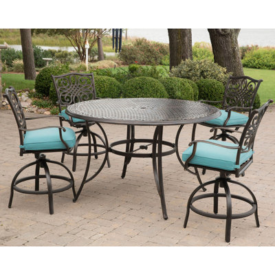 Carleton 4 - Person Patio Dining Set with Round Table , Cushions Included