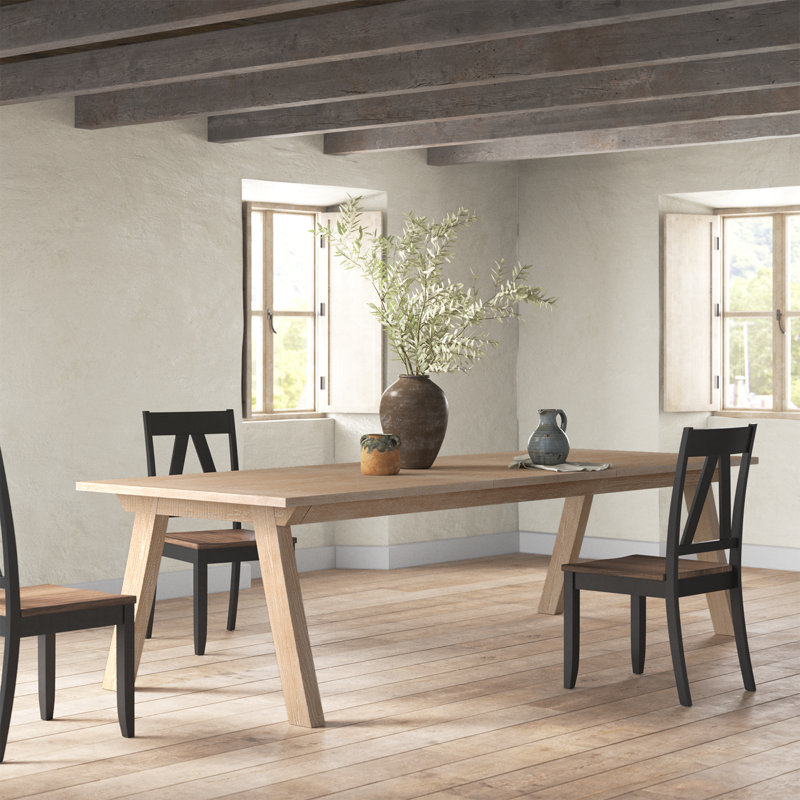 Bilbrook Extendable Solid Wood Dining Table, Rustic Natural Oak