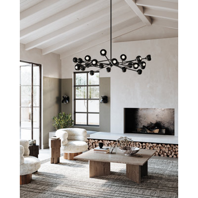 Hudgins - lustre 24 lumières - cadre noir doux