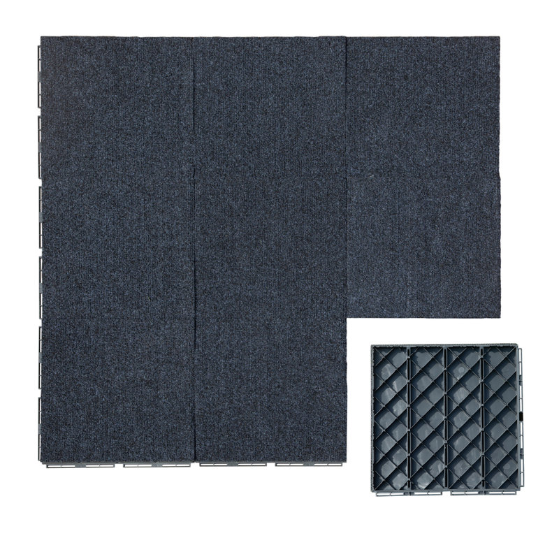 Carreaux de terrasse en plastique effet gazon pour améliorer le jardin et le patio, Gris